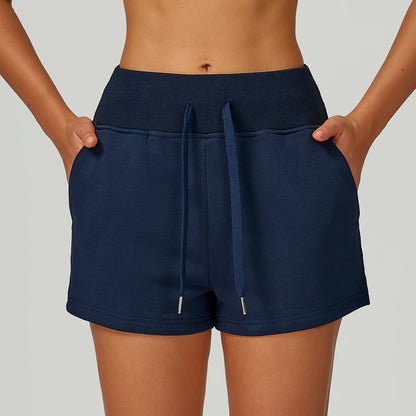High Top Sports Sweatpants Pocket Drawstring Outdoor Exercise Shorts