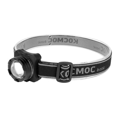 USB Rechargeable COB LED Headlamp – White & Red Light Modes Adjustable Headband Silver & Black