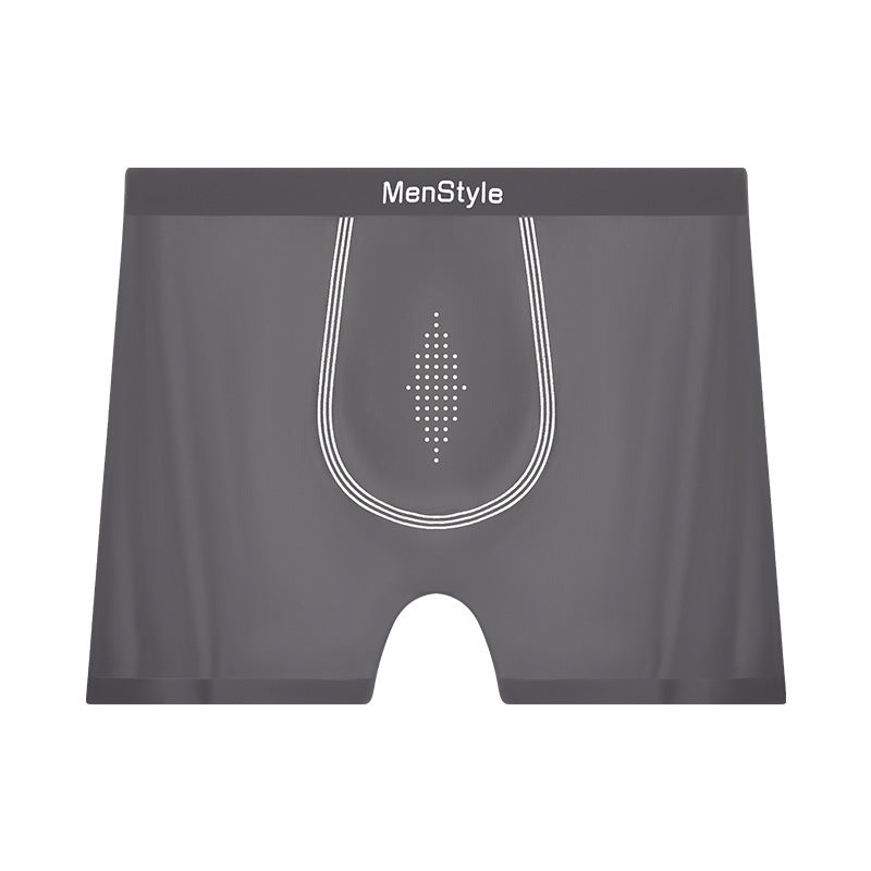 Men's Seamless Nylon Boxer Briefs – Breathable Ice Silk Mid-Waist