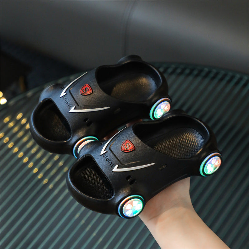 Kids' Light-Up Cartoon Car Slippers – Luminous & Anti-Slip