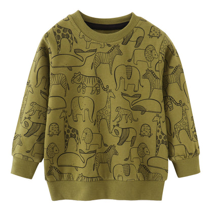 Children's Cartoon Print Cotton Sweatshirt