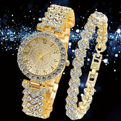 Women's Roman Numeral Watch & Bracelet Set | Diamond Effect | 6 Styles