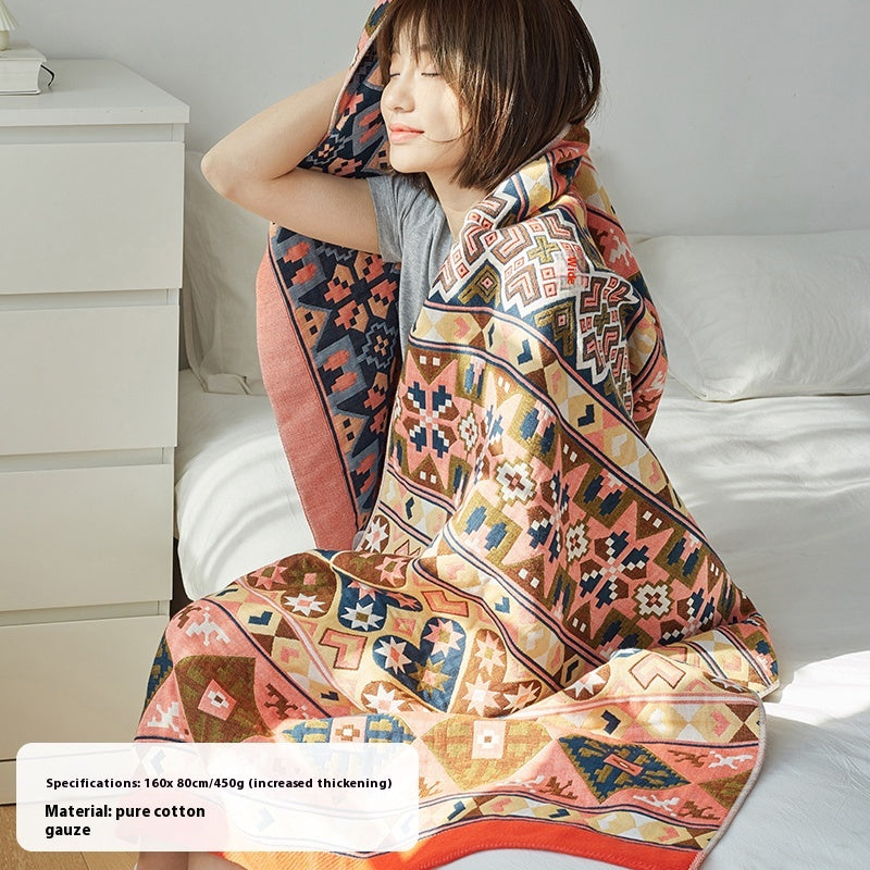 Bohemian Cotton Gauze Beach & Bath Towel | Oversized 160×80cm | 7 Designs