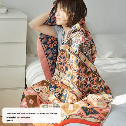 Bohemian Cotton Gauze Beach & Bath Towel | Oversized 160×80cm | 7 Designs