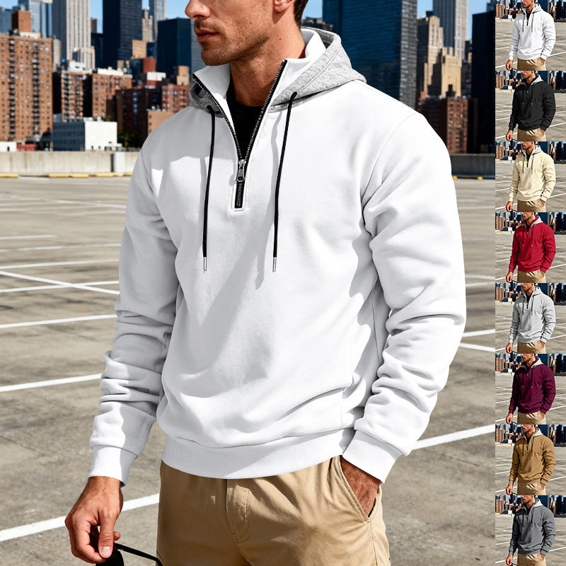 Men's Stand Collar Fleece-Lined Hoodie – Loose Fit Pullover | 8 Colours | Sizes S–3XL