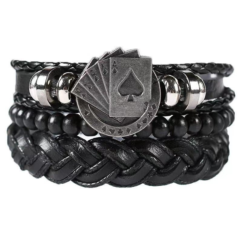Men's Vintage Leather Bracelet – Woven & Knitted Styles, 30 Designs