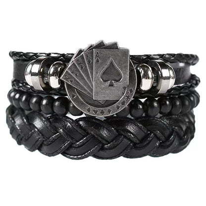 Men's Vintage Leather Bracelet – Woven & Knitted Styles, 30 Designs