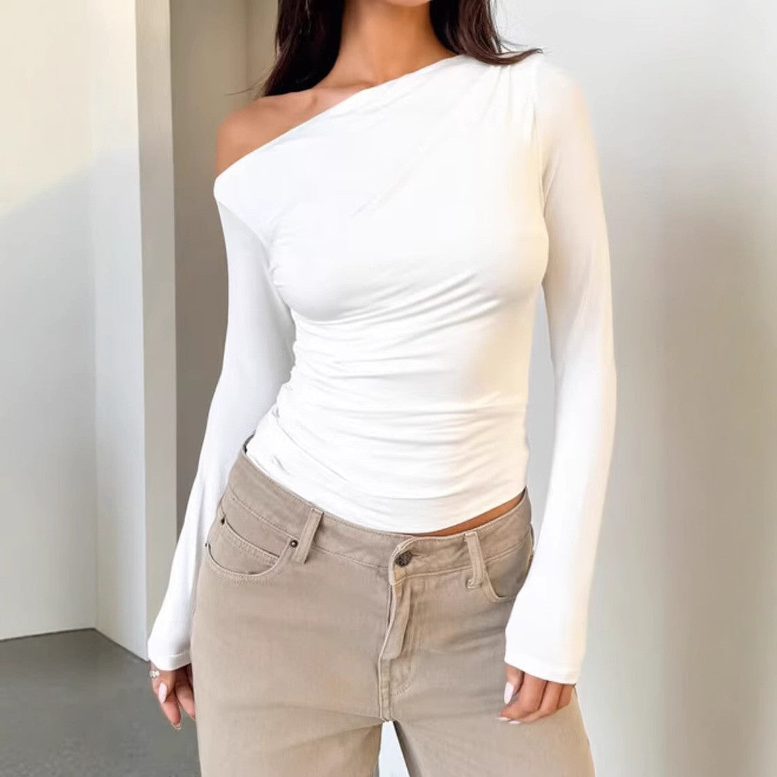 Women's Boatneck Off-Shoulder Long-Sleeve Top | Slim-Fit Spandex Base Layer