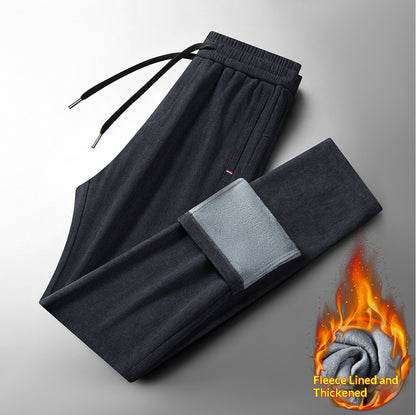 Men's Fleece-Lined Slim-Fit Trousers – Warm Winter Pants