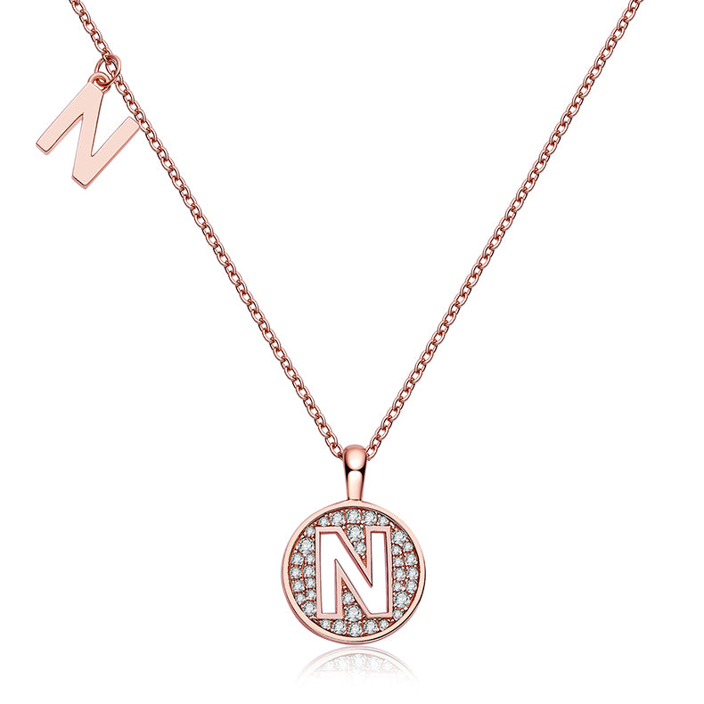 S925 Silver Moissanite Initial N Pendant Necklace