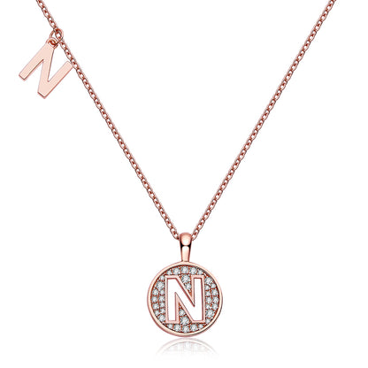 S925 Silver Moissanite Initial N Pendant Necklace
