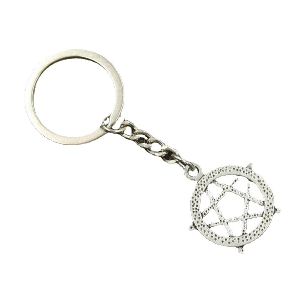 Five-Pointed Star Symbol Alloy Keyring | European Style