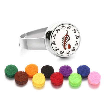 Stainless Steel Essential Oil Aromatherapy Ring | 15 Designs | Includes Cotton Pads