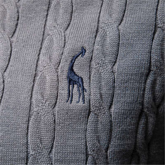 Men's Deer Embroidered Cotton Pullover Sweater | Autumn Casual Knitwear
