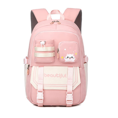 Girls' Large Capacity Animal Print School Backpack – Ultra-Light Nylon