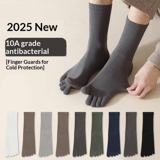 Men's Five-Toe Cotton Socks – Antibacterial Sweat-Absorbent Mid-Calf Toe Socks 7 Colours