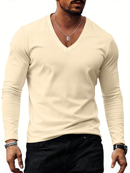 Men's Solid Colour V-Neck T-Shirt - Short Sleeve Casual Tee 7 Colours