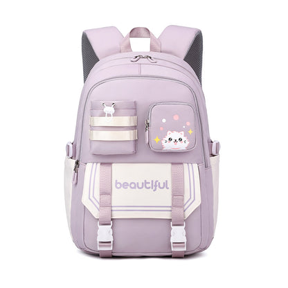 Girls' Large Capacity Animal Print School Backpack – Ultra-Light Nylon