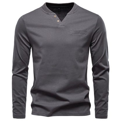 Men's V-Neck Slim Fit Base Layer Top – Cotton Casual Pullover