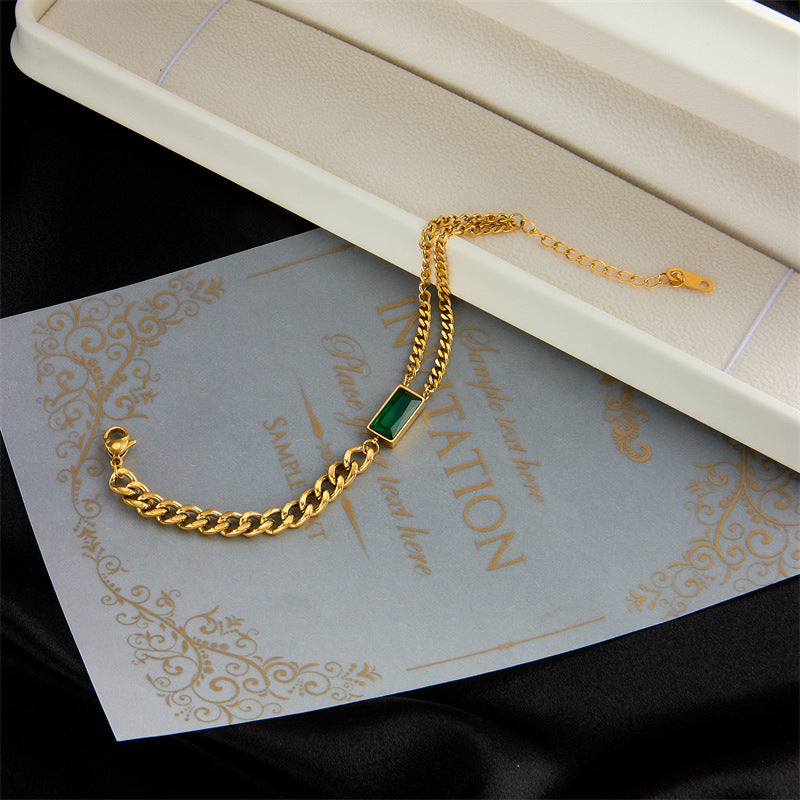 Cube & Chain Electroplated Titanium Steel Bracelet