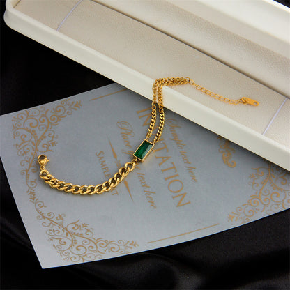 Cube & Chain Electroplated Titanium Steel Bracelet