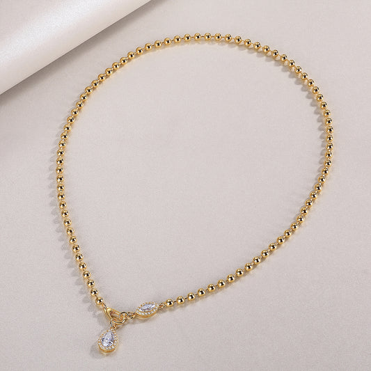 Pear-Shaped Moissanite 925 Sterling Silver 24K Gold-Plated Necklace | 6x9mm