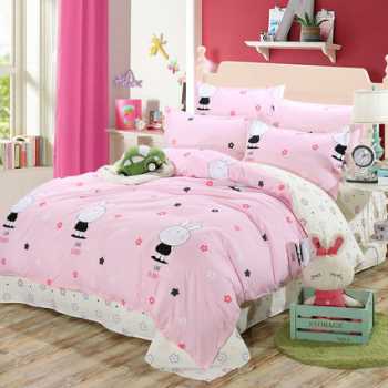Cartoon Print Twill Polyester Bedding Set – 4-Piece, 17 Colours