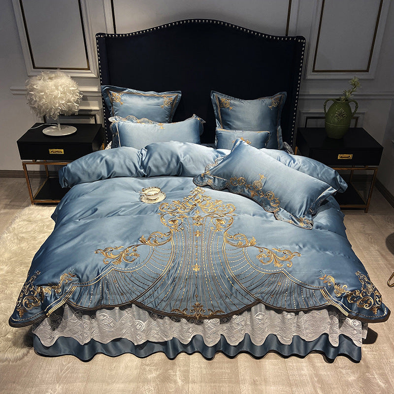 Pure Cotton Luxury 4-Piece Bedding Set – Duvet Cover with Bed Sheet or Skirt