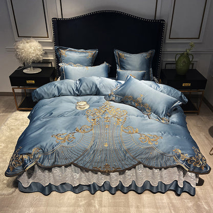 Pure Cotton Luxury 4-Piece Bedding Set – Duvet Cover with Bed Sheet or Skirt
