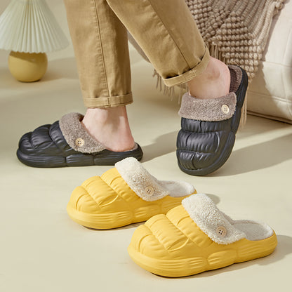 Unisex Faux Fur Lined EVA Slippers | Warm Non-Slip Indoor Shoes