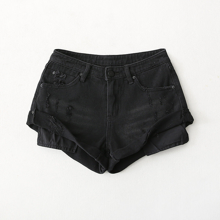 Low Waist One Button Casual Denim Shorts