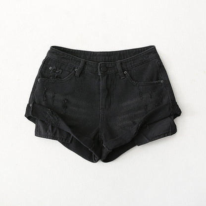 Low Waist One Button Casual Denim Shorts