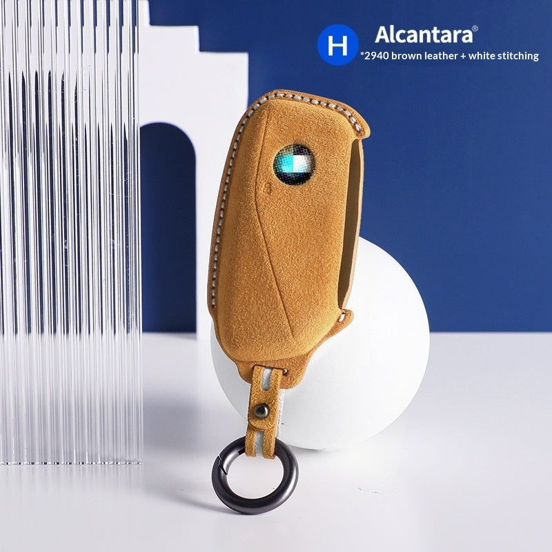 Suede Car Key Case with Keyring | BMW X5 X3 Key Cover