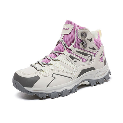 Low-Top Outdoor Hiking Trainers - Flannel Upper Lace-Up Trail Shoes