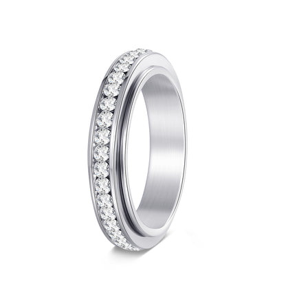 Diamond-Encrusted Stainless Steel Ring | Real Gold Plated Unisex Ring