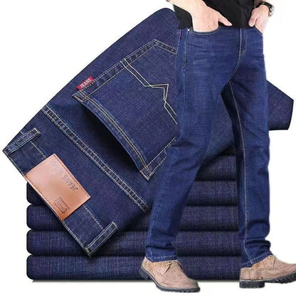 Men's Straight-Leg Denim Jeans – High-Waist in Black & Blue