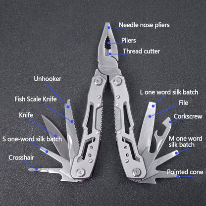 14-in-1 Multi-Tool Folding Pliers – 420 Steel EDC Pocket Tool Black & Silver Grey