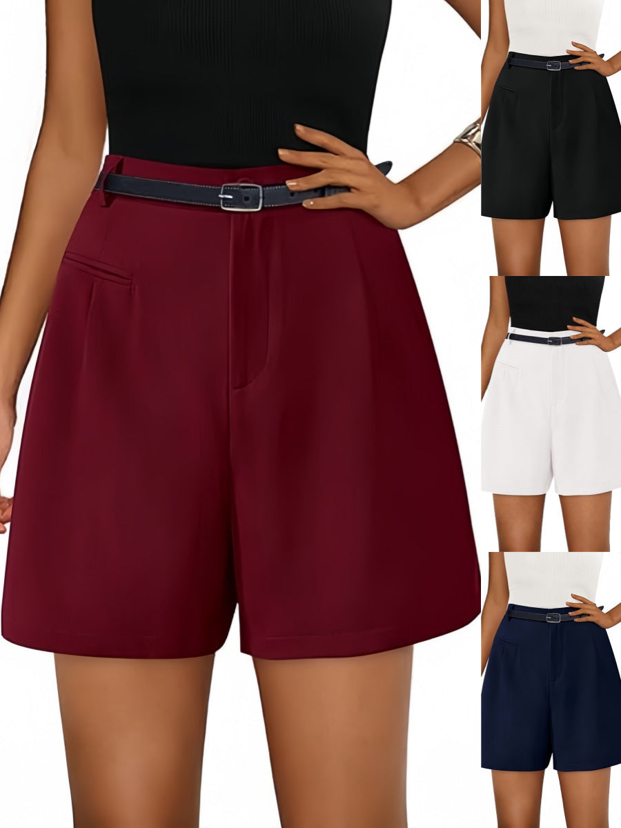 Women's Elastic High Waist Wide Leg Casual Shorts