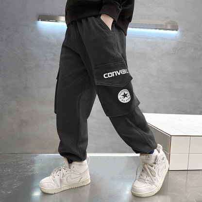 Boys Cotton Cargo Trousers | Multi-Pocket Casual Pants | Heights 110-170cm
