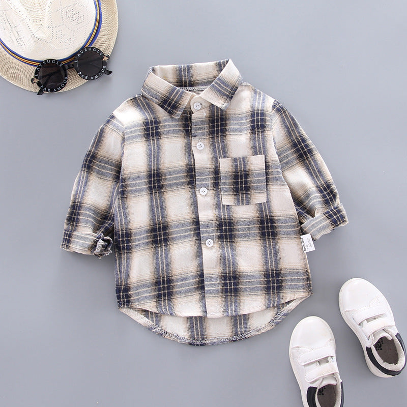 Children's Plaid Shirt | Unisex Cotton Long Sleeve Top