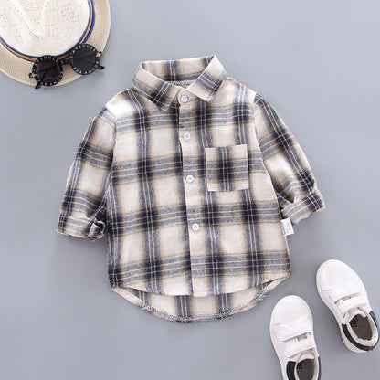 Children's Plaid Shirt | Unisex Cotton Long Sleeve Top