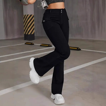 Women's Ultra-Low Waist Flared Jeans | Button Detail | S–2XL