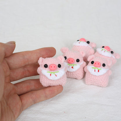Handmade Knitted Apron Piggy Keychain | Wool Cartoon Charm | JP Collections