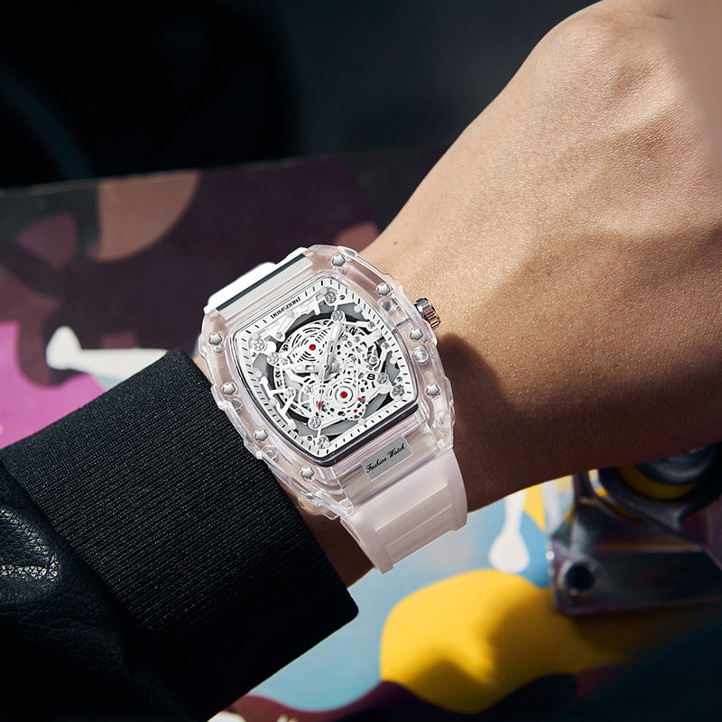 Men's Transparent Quartz Watch | 6 Colours | Matching Dial & Strap