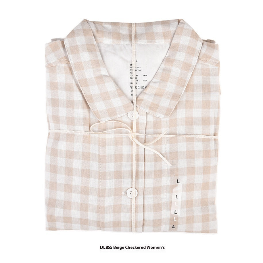 Double-Layer Cotton Pyjama Set | Plaid Loungewear for Men & Women