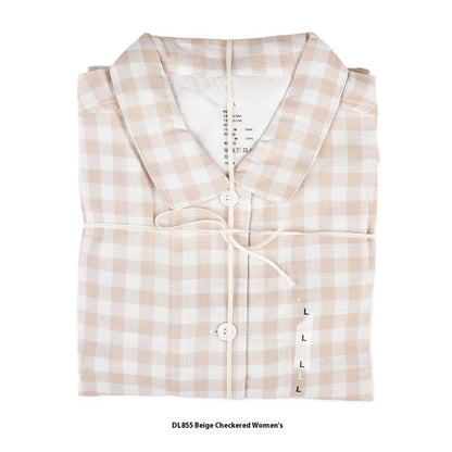 Double-Layer Cotton Pyjama Set | Plaid Loungewear for Men & Women
