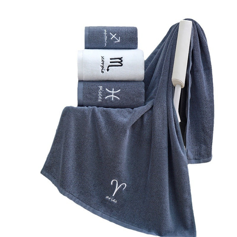 Zodiac Constellation Embroidered Cotton Towel