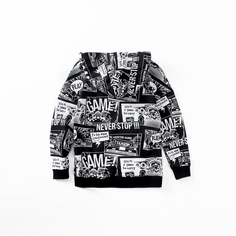 Children's Hooded Cotton Pullover Sweater | Loose Fit Kids Long Sleeve Top