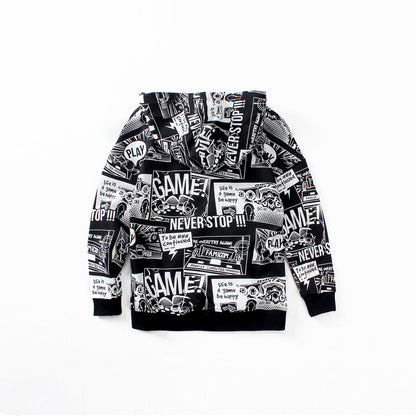 Children's Hooded Cotton Pullover Sweater | Loose Fit Kids Long Sleeve Top