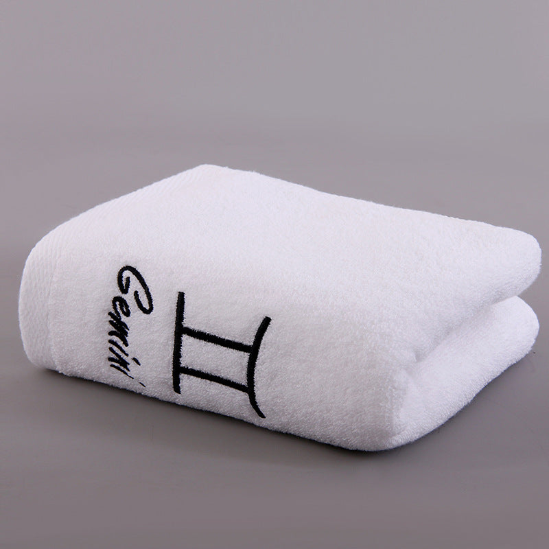 Zodiac Constellation Embroidered Cotton Towel | All 12 Star Signs | 2 Sizes
